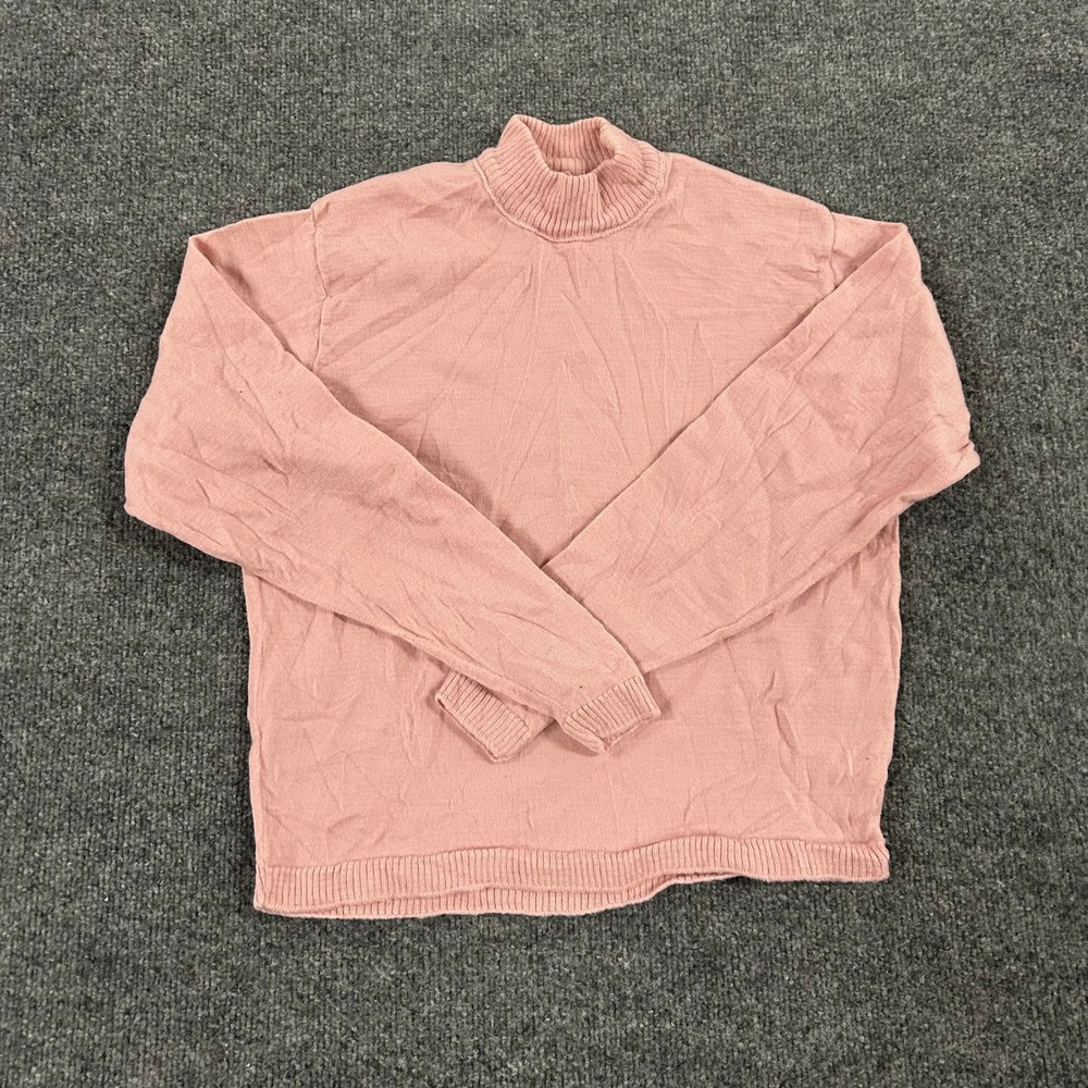 Pendleton Sweater Womens Size L Pink Virgin Wool Mock Neck Long Sleeve